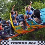 Amusement rewind racers celebrating